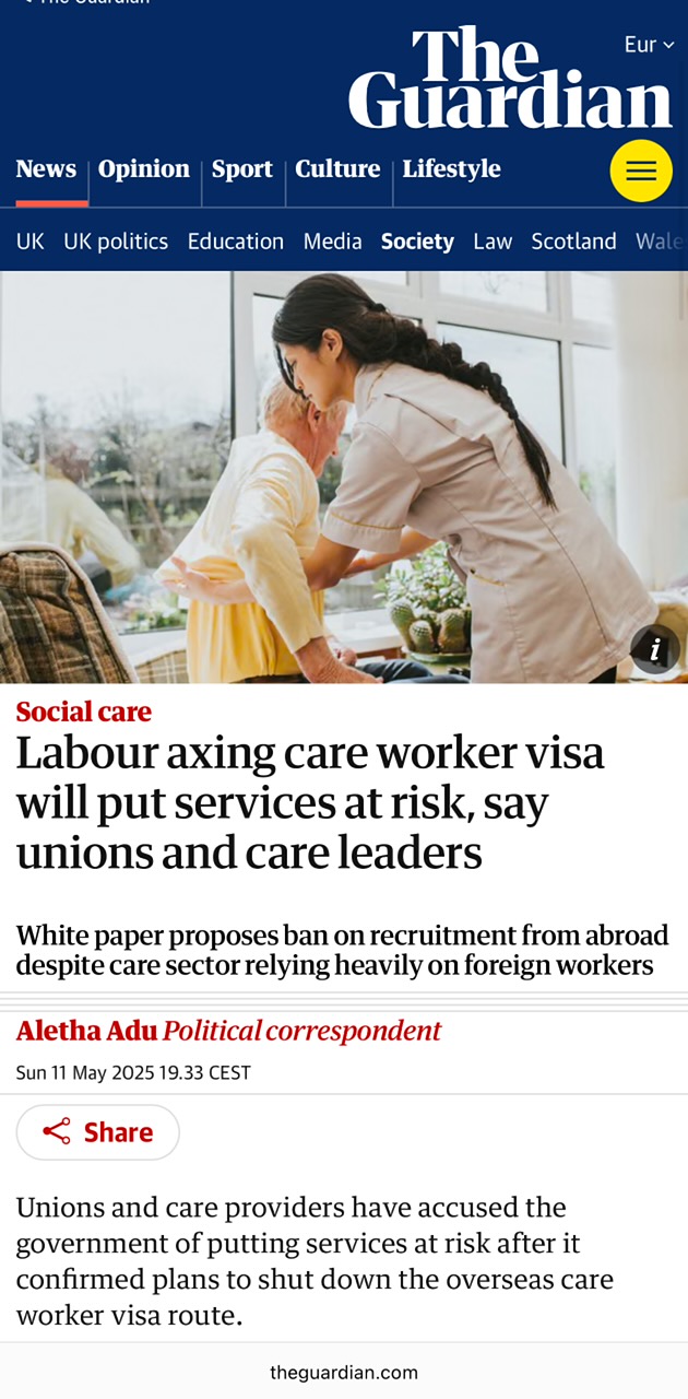 Labour axing care worker visa will put services at risk, say unions and care leaders